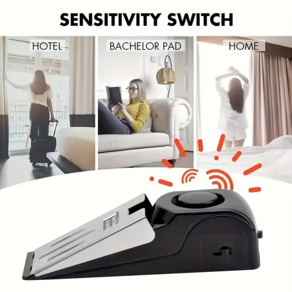 2-piece wireless door stop alarm system 125dB home security anti-theft door stop system portable door stop alarm
