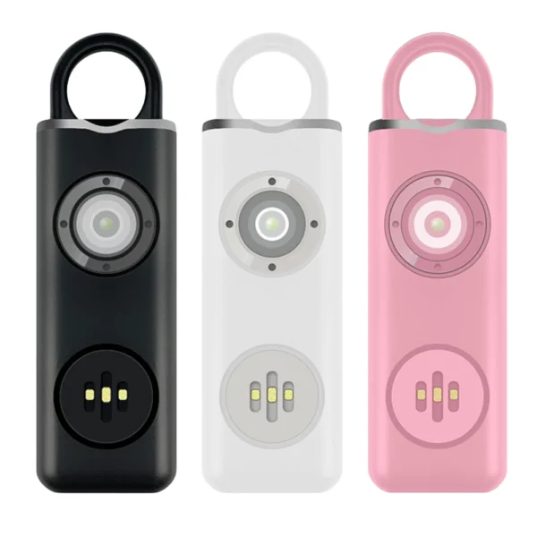 Emergency Alarm Keychain 130dB Loud Personal Safety Alarm Rechargeable Personal Siren Whistle Flashlight for Women Kids Elderly