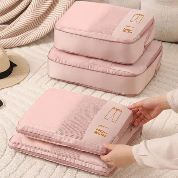 Large Capacity Waterproof Beige Pink Travel Organizer Bag Multi-functional Multi-size Compress Storage Bag